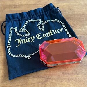 Juicy Couture Neon Red Gem Clear Shoulder Bag